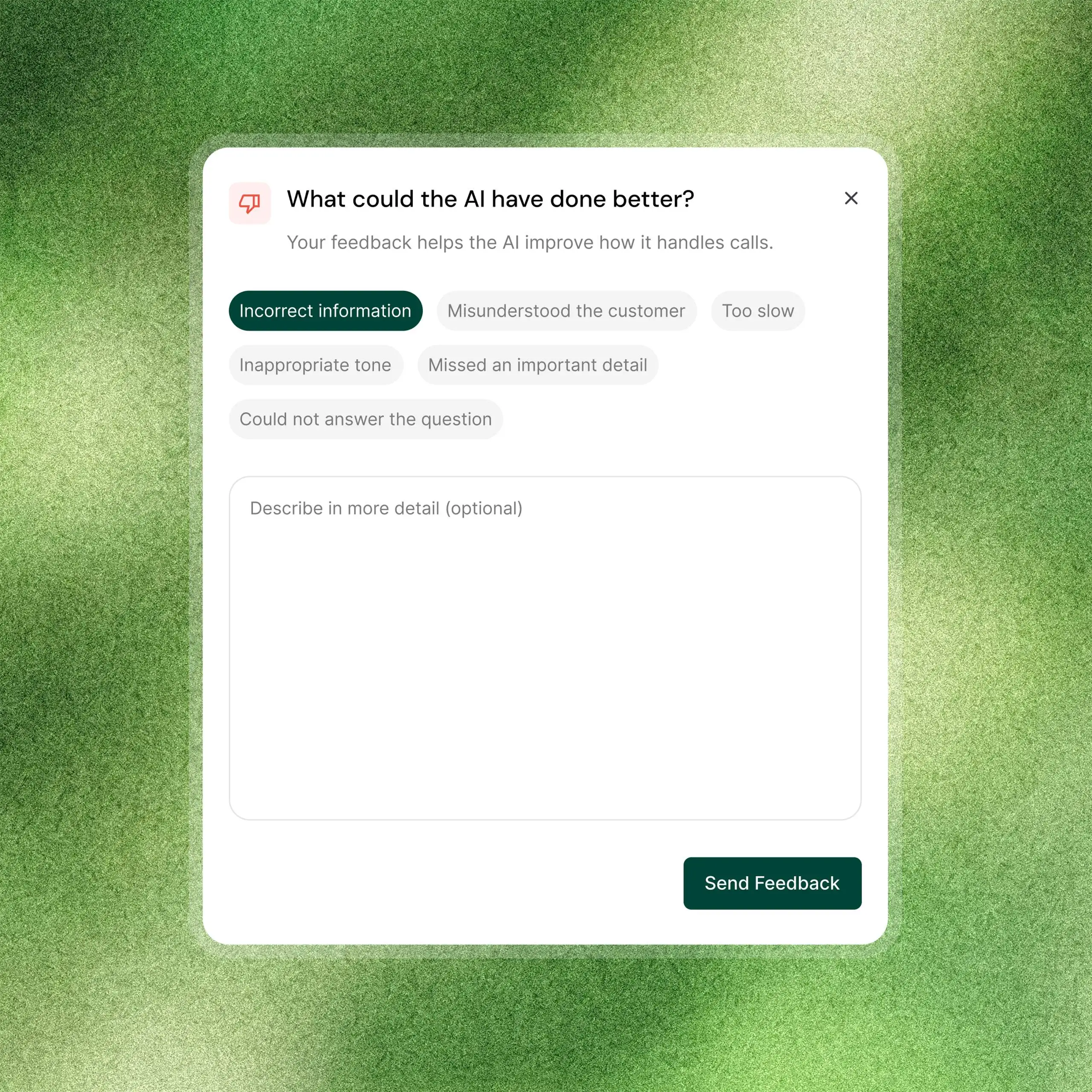 Amélioration continue et feedback sur la réceptionniste IA